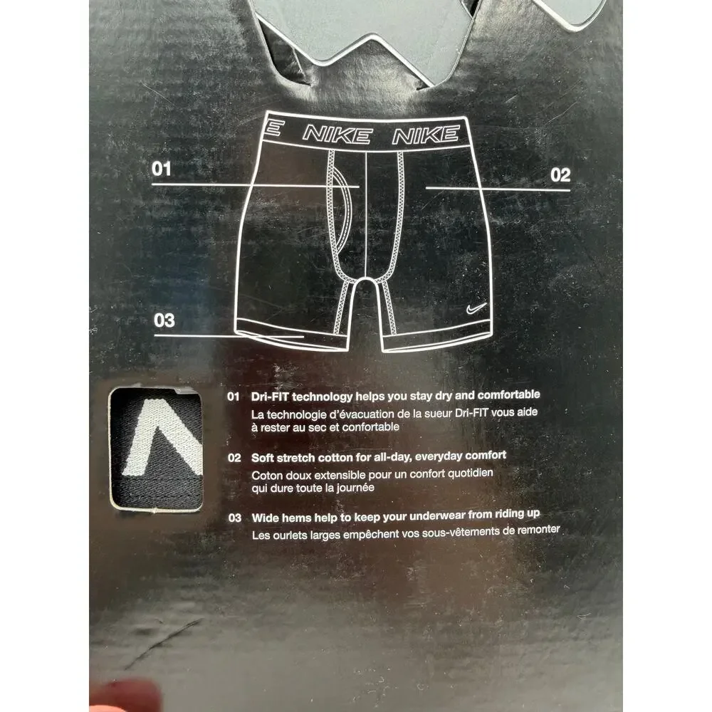 Nike Men's All Day Cotton Stretch Boxer Brief - 3-pack size 2XL ALL BLACK